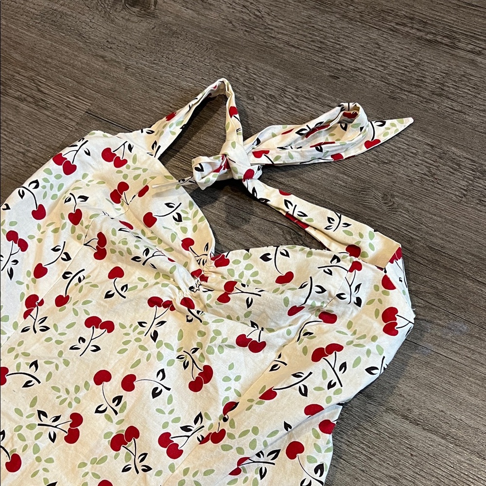 Heartbreakers Vintage Retro Halter Cherry Print Dress L - Picture 2 of 7